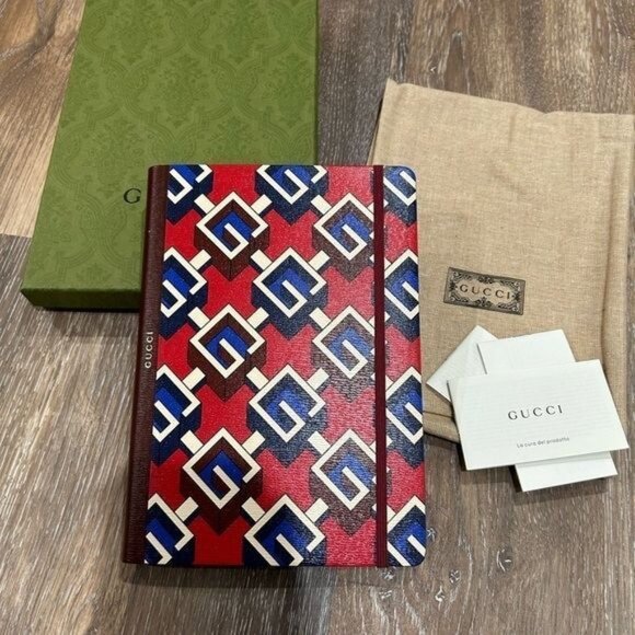GUCCI MONOGRAM LINED NOTEBOOK